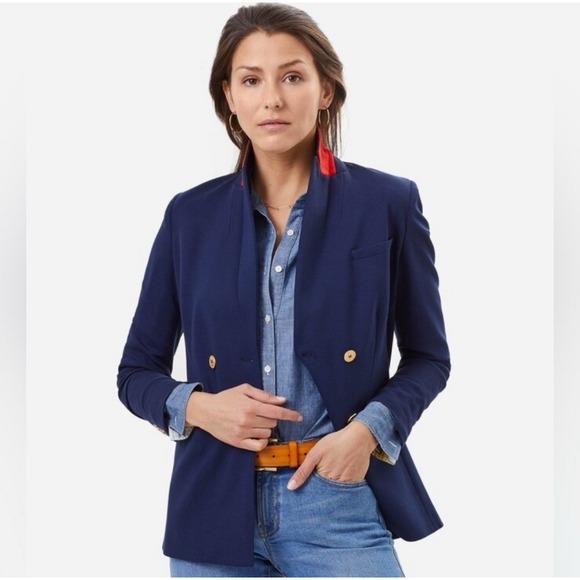 J. McLaughlin Jackets & Blazers - J. McLaughlin Navy Blue Warrington Double-Breasted Blazer Size 10 Preppy Neutral